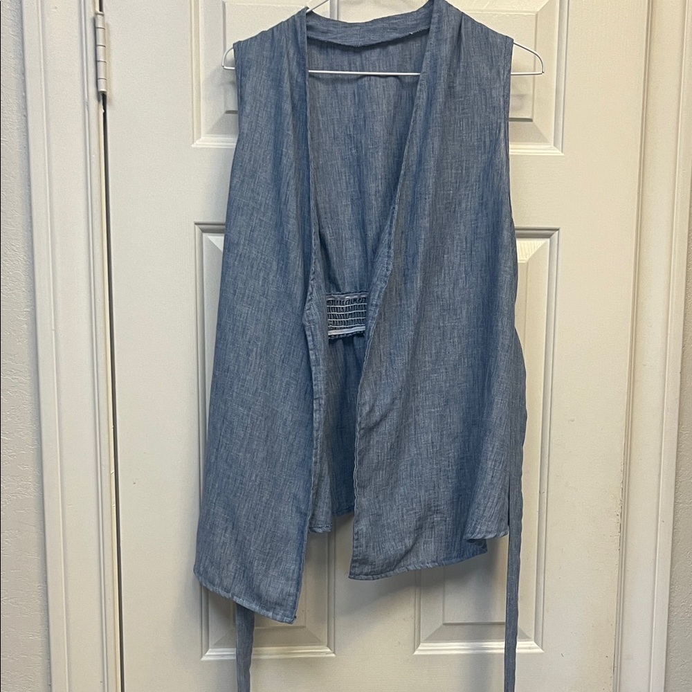 SHEIN Blue denim Open Front Vest L NWOT